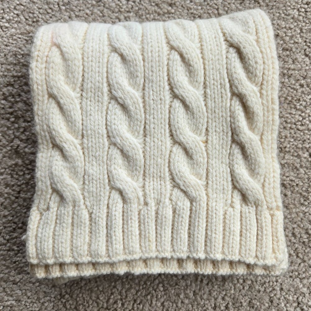 Lands' End Wool Cable Knit Ivory Scarf